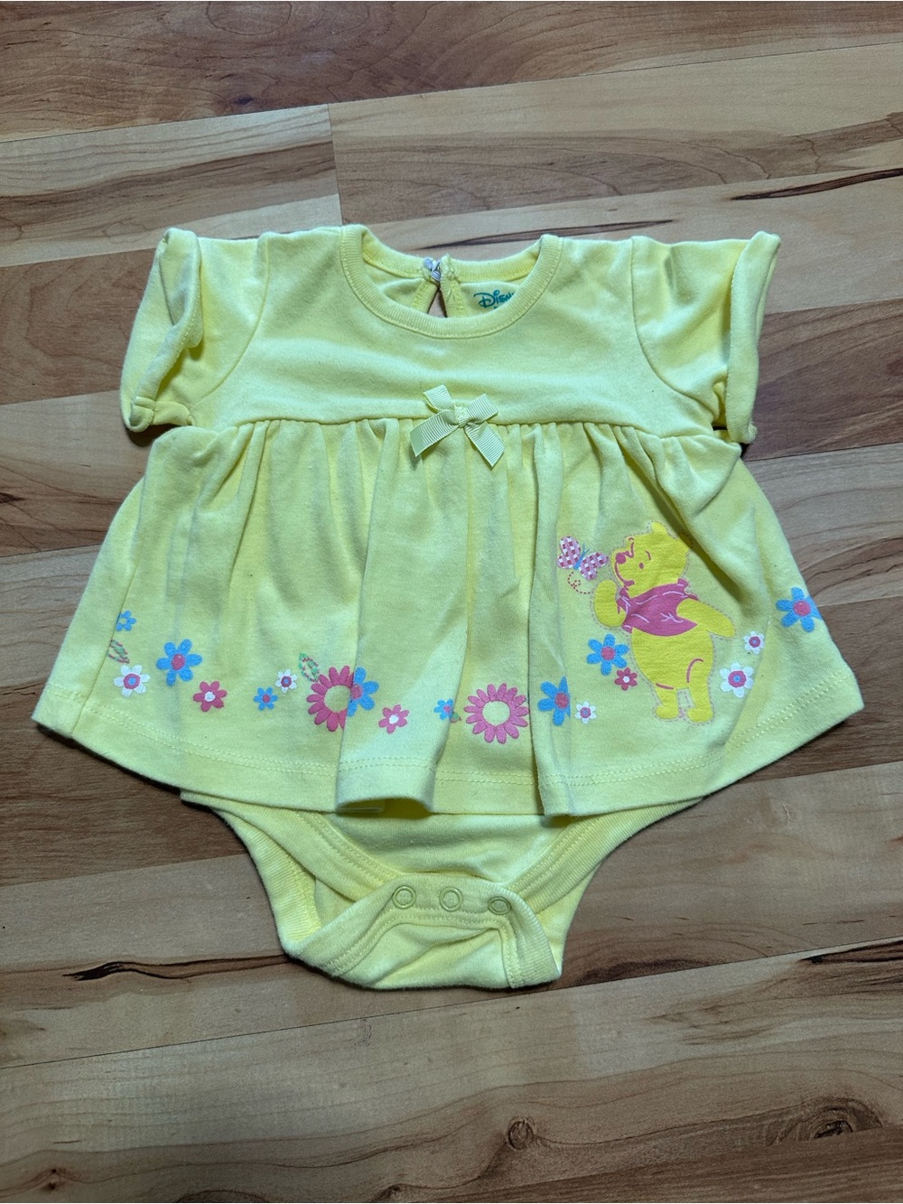 Disney Yellow Winnie the Pooh Floral Bodysuit Dress